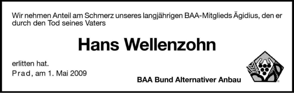 Hans Wellenzohn aus Schlanders TrauerHilfe it das Südtiroler