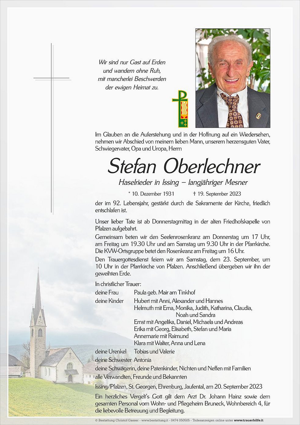 Stefan Oberlechner aus Pfalzen - TrauerHilfe.it - das Südtiroler ...