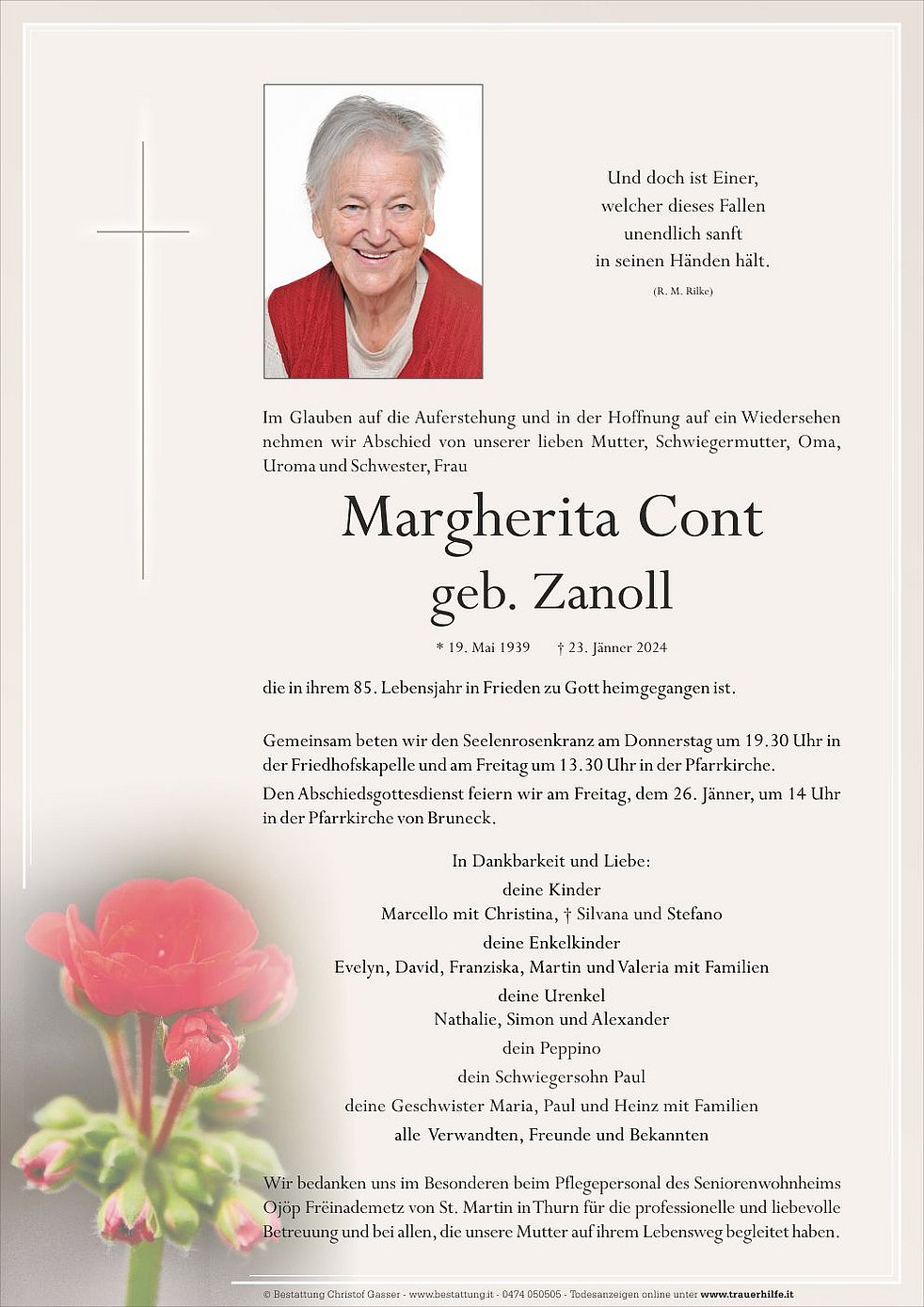 Margherita Cont Aus Bruneck Trauerhilfeit Das Südtiroler Gedenkportal 