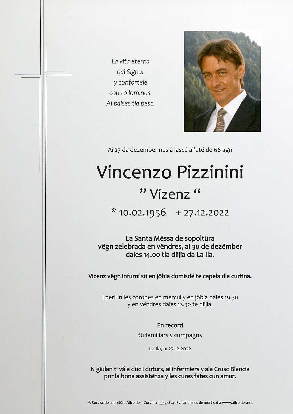 Vincenzo Pizzinini aus - Abtei Südtiroler - TrauerHilfe.it das Gedenkportal