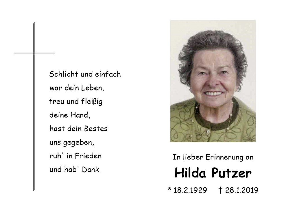 Hilda Putzer Aus Brixen Trauerhilfeit Das Südtiroler Gedenkportal 