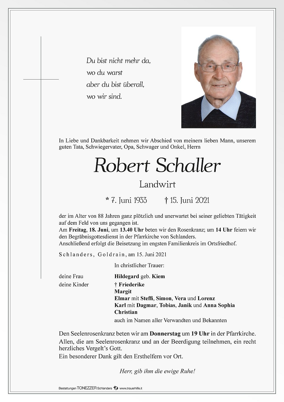 Robert Schaller aus Schlanders - TrauerHilfe.it - das Südtiroler ...