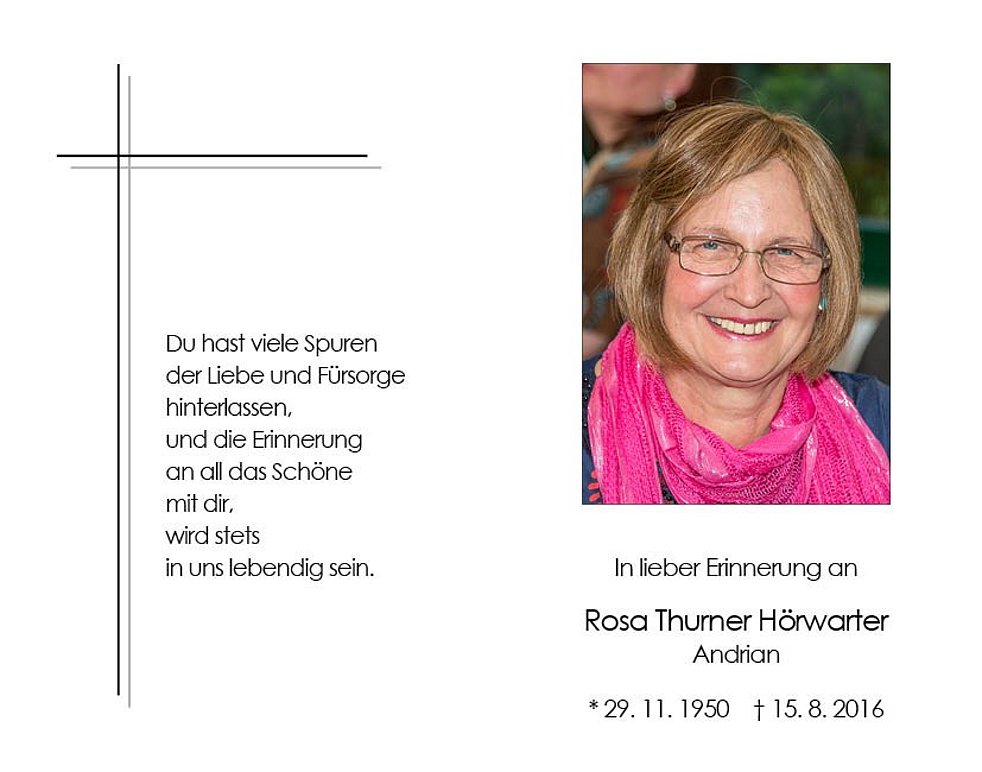 Rosa Thurner Hörwarter Aus Andrian Trauerhilfeit Das Südtiroler Gedenkportal 